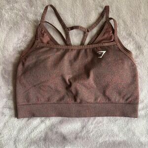 Gymshark Adapt Marl Seamless Sports Bra Brown Multi-Strap Racerback Womens